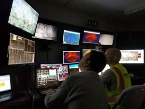 Sala de controle de ROV para inspeção subaquática